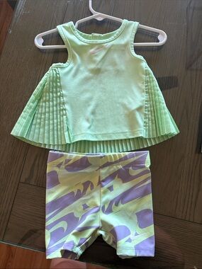 Nike Mint Green Pleated Tank with Lavender & Mint Patterned Shorts